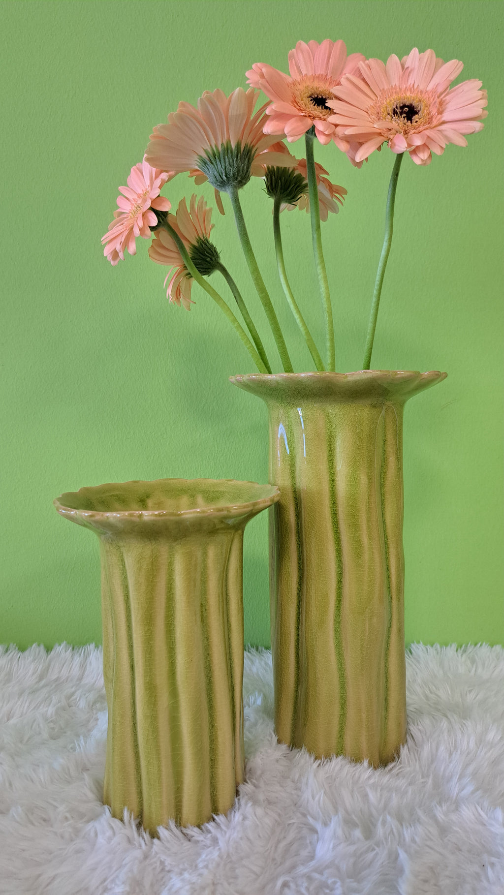 Nala Vase – Keramikvase in Melone oder Hellgrün