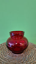 Rubin Glasvase - Runde Designvase aus rotem Glas
