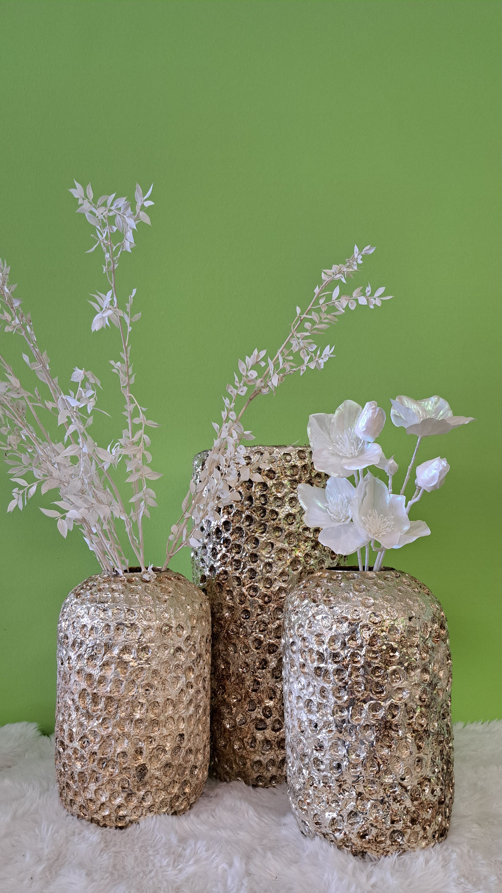 Bodenvase Champagner - Strukturvase in edler Metallic Optik