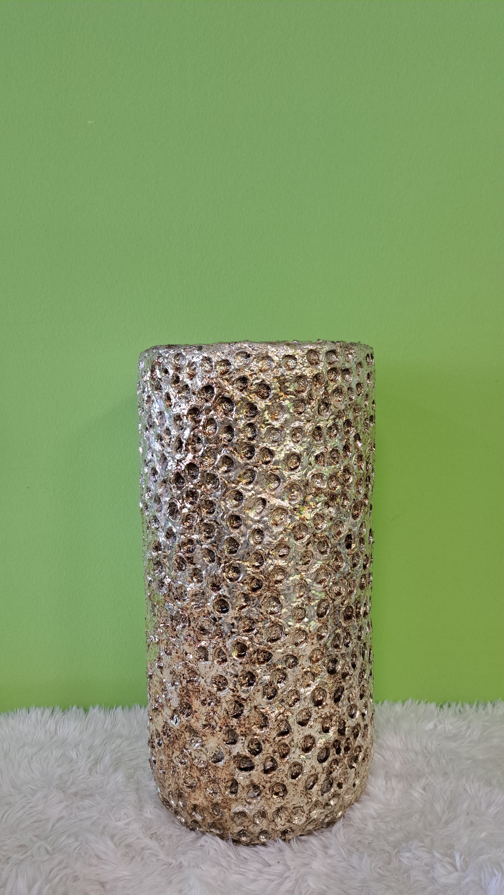 Bodenvase Champagner - Strukturvase in edler Metallic Optik