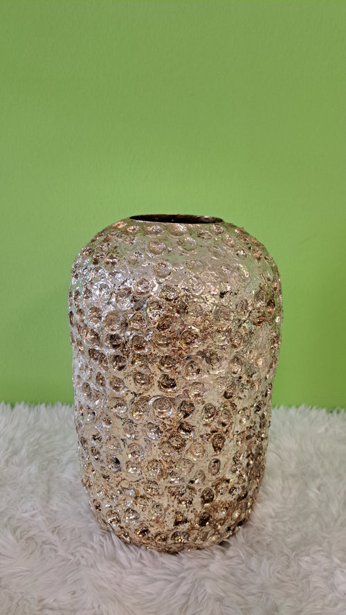 Bodenvase Champagner - Strukturvase in edler Metallic Optik