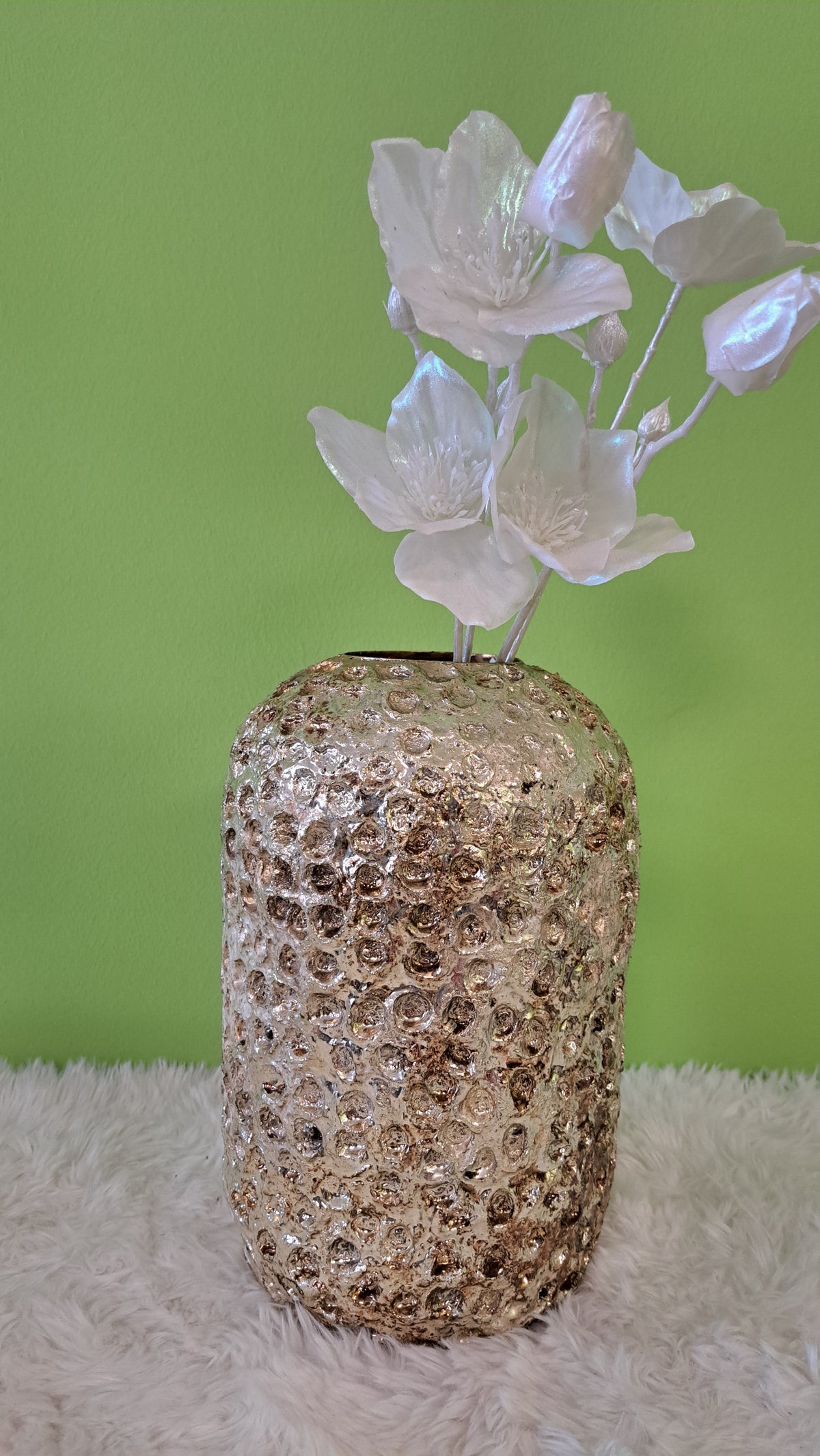 Bodenvase Champagner - Strukturvase in edler Metallic Optik